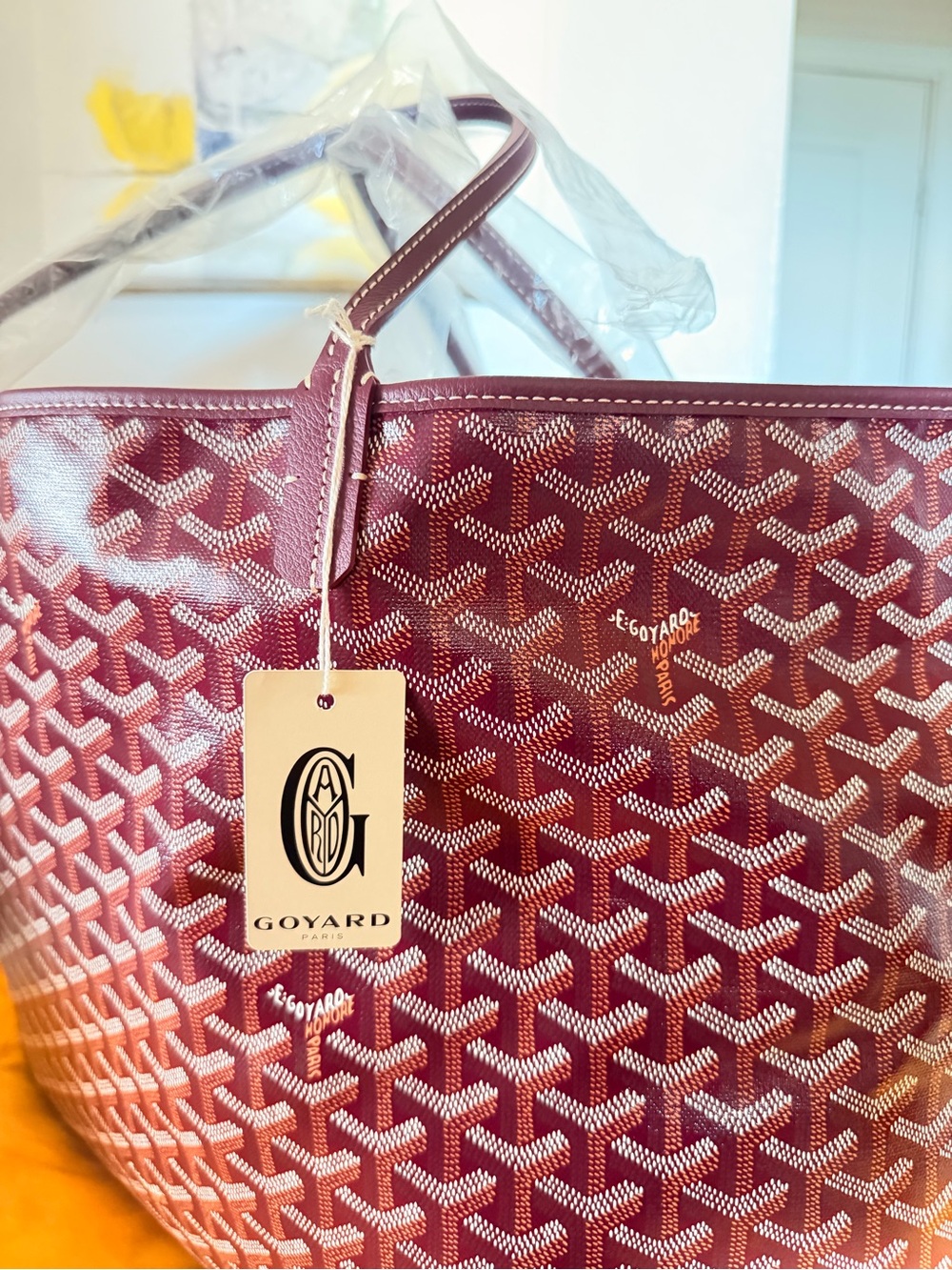 Goyard Red Burgundy Coated Canvas Tote